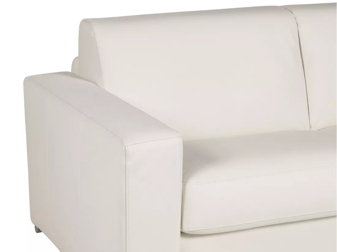 Canapé 3 places convertible express 100% cuir de buffle blanc matelas 16 cm. DELECTEA II