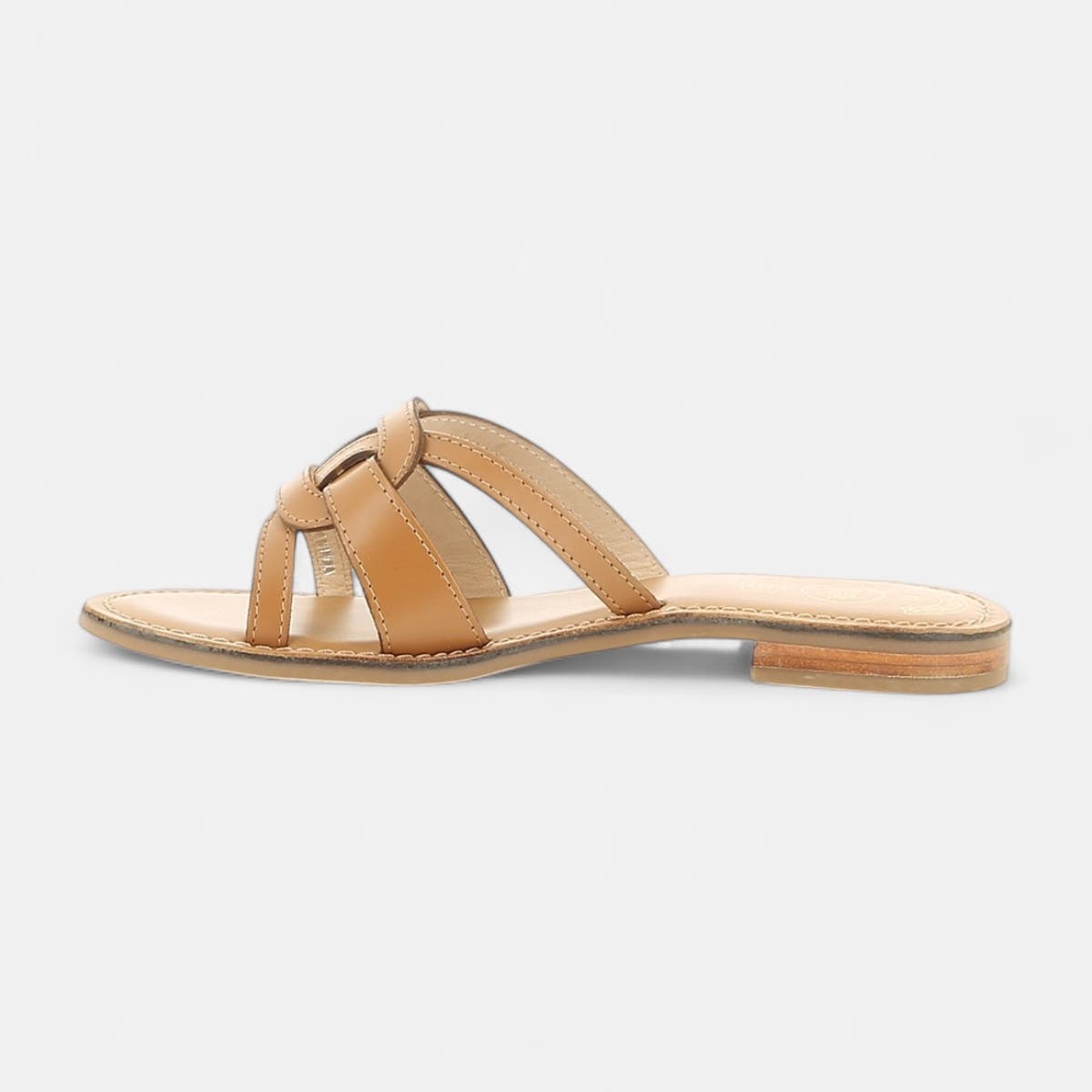Mules Femme en cuir cognac