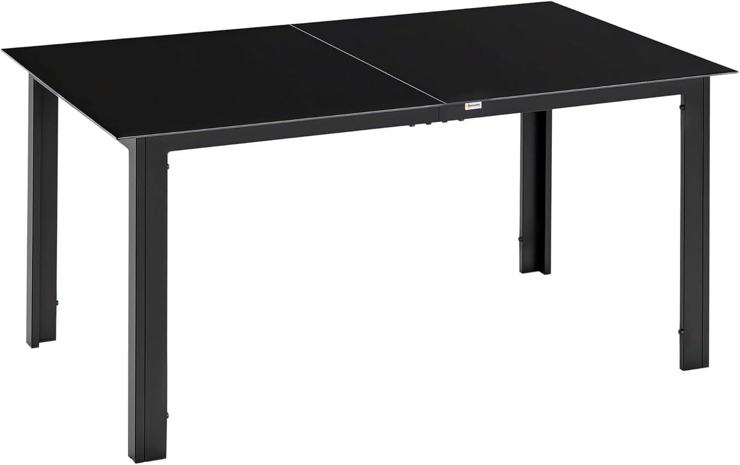 Outsunny Gartentisch Aluminium 150 x 90 cm Wetterfest Balkontisch mit Glas-Tischplatte, Buffettisch Campingtisch für 6 Personen Terrassentisch Outdoor Esstisch für Garten, Terrasse Balkon Schwarz