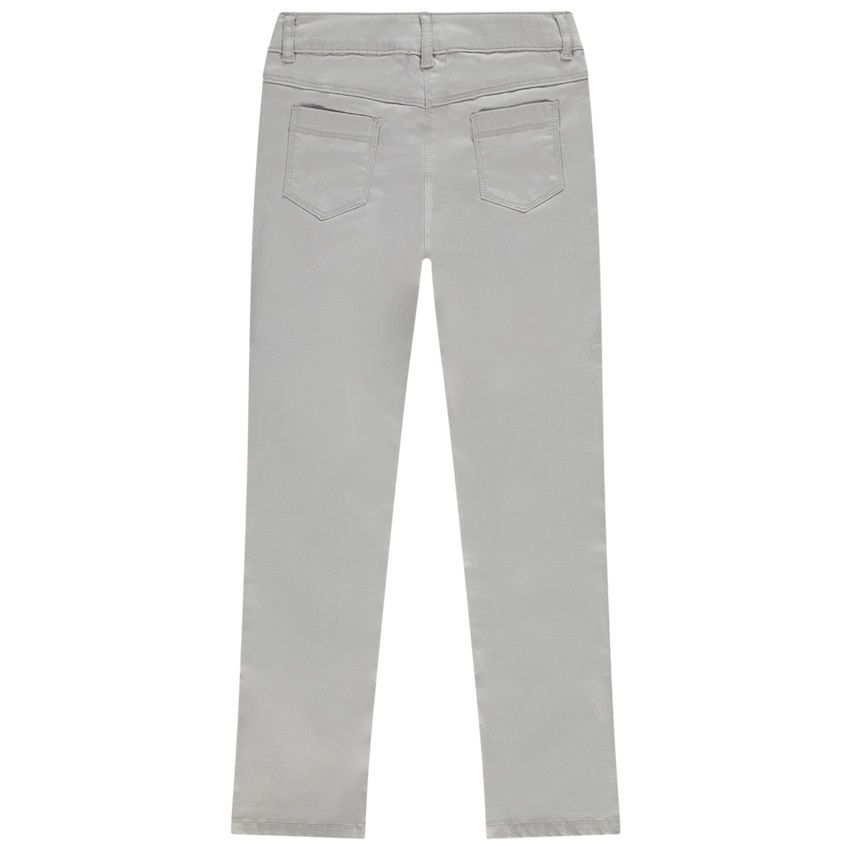Pantalon slim en twill uni pour fille - Gris chiné