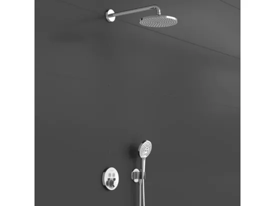 Colonne de douche thermostatique encastrée HANSGROHE ShowerSelect S chromé + nettoyant Briochin