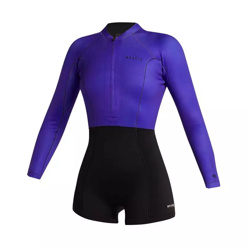 Combinaison shorty femme MYSTIC Lunar Longarm 2/2mm Fzip Black / Purple