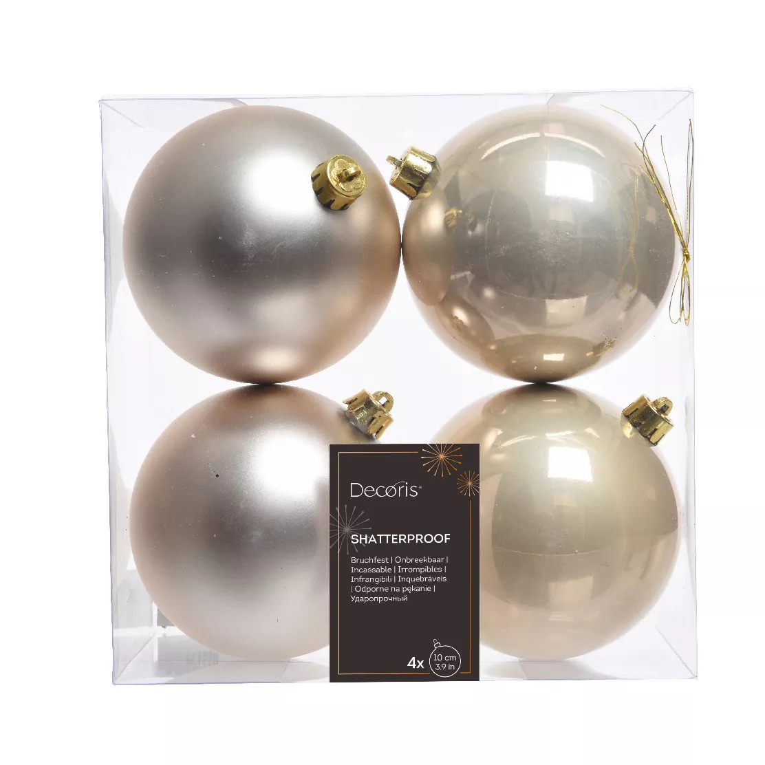 Lot de 4 boules de Noël (D100 mm) Alpine Perle