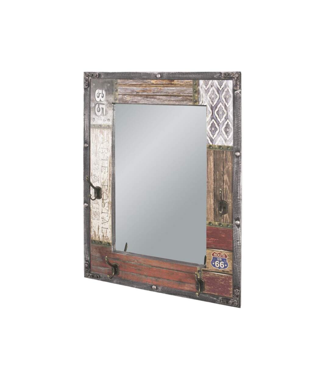 Paris Prix - Patère Murale & Miroir route 75cm Naturel