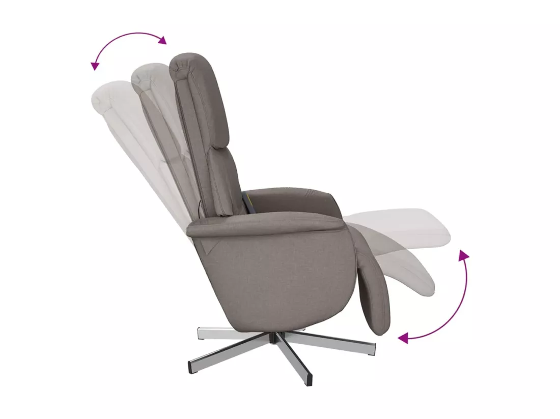 Fauteuil inclinable massant avec repose-pieds taupe tissu