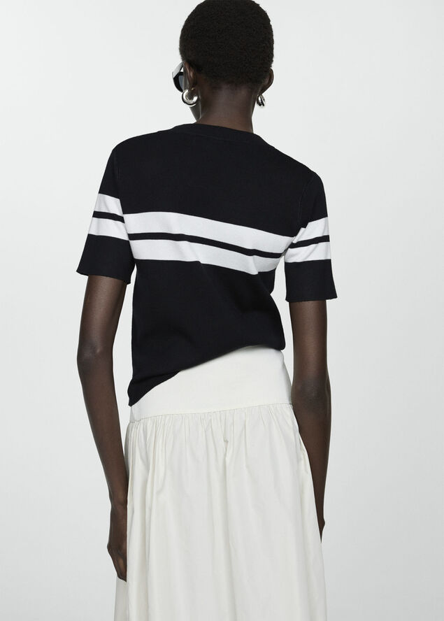 MANGO Striped knit sweater Black
