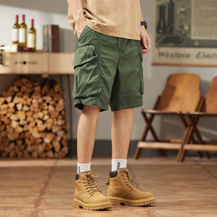 Nataro - Cargoshorts met trekkoord in de taille en wijde pijpen
