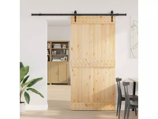Porte coulissante et kit de quincaillerie 100x210 cm pin massif