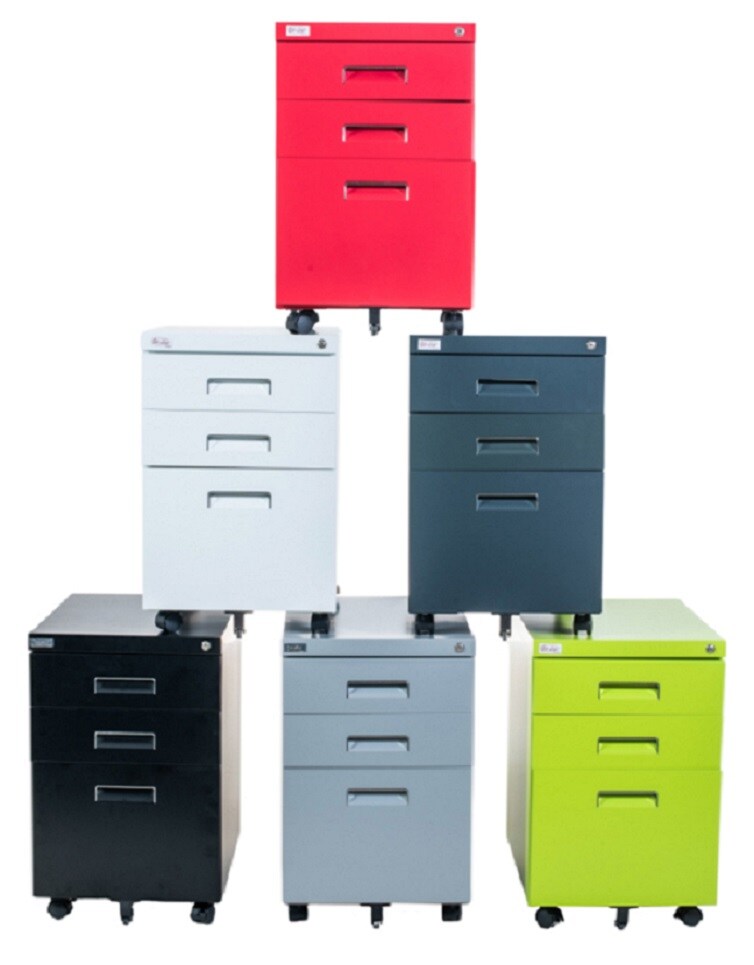 Jet-Line Rollcontainer mit 3 Schubladen Hängeregistratur abschliessbar schwarz Rollschrank