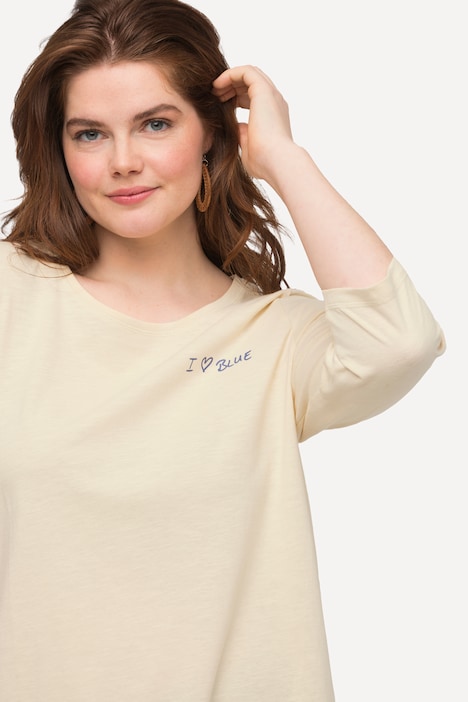 Shirt, Herz, Zipfelsaum, Rundhals, 3/4-Arm, Biobaumwolle