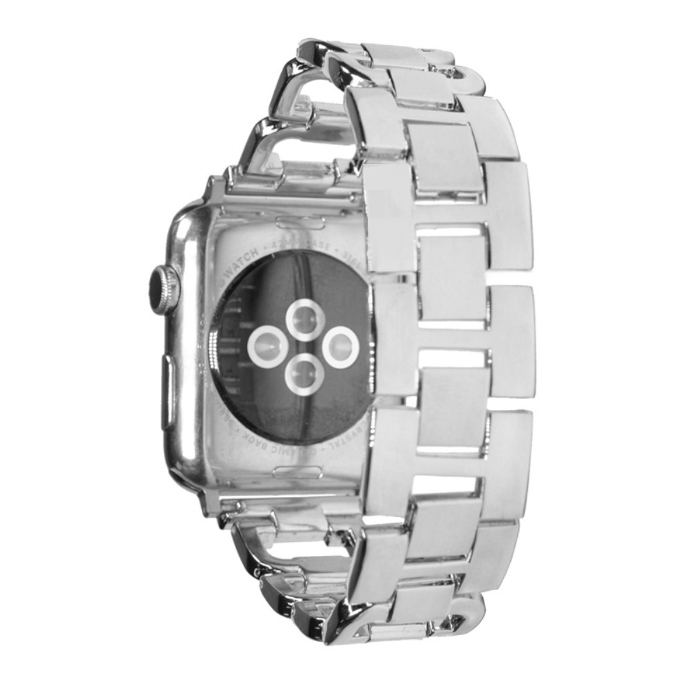 Apple Watch (49/46/45/44 mm) Edelstahl Schmuckarmband mit Glitzersteinen - Silber