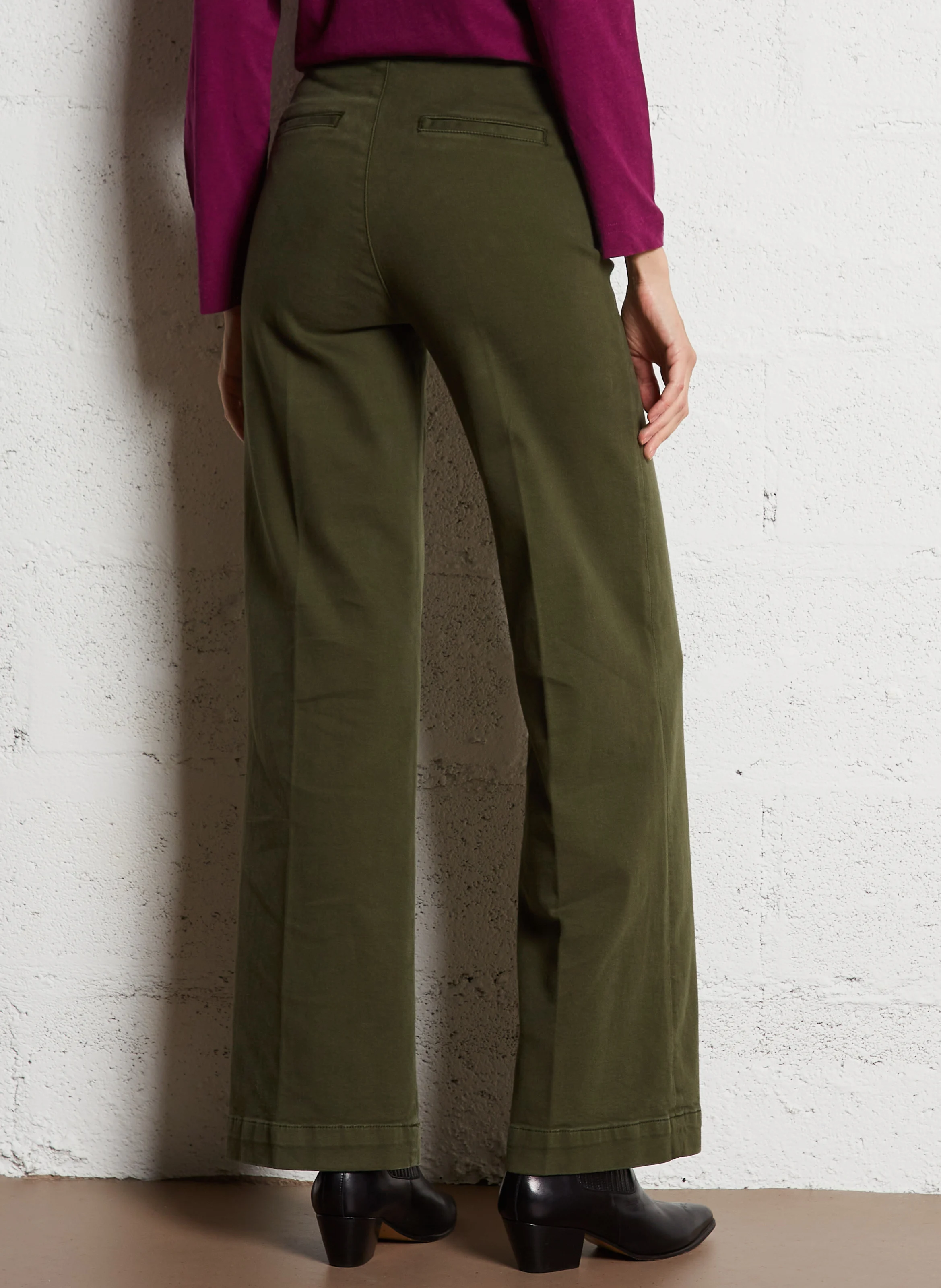 OXAN - Pantalon flare en coton mélangé | Vert