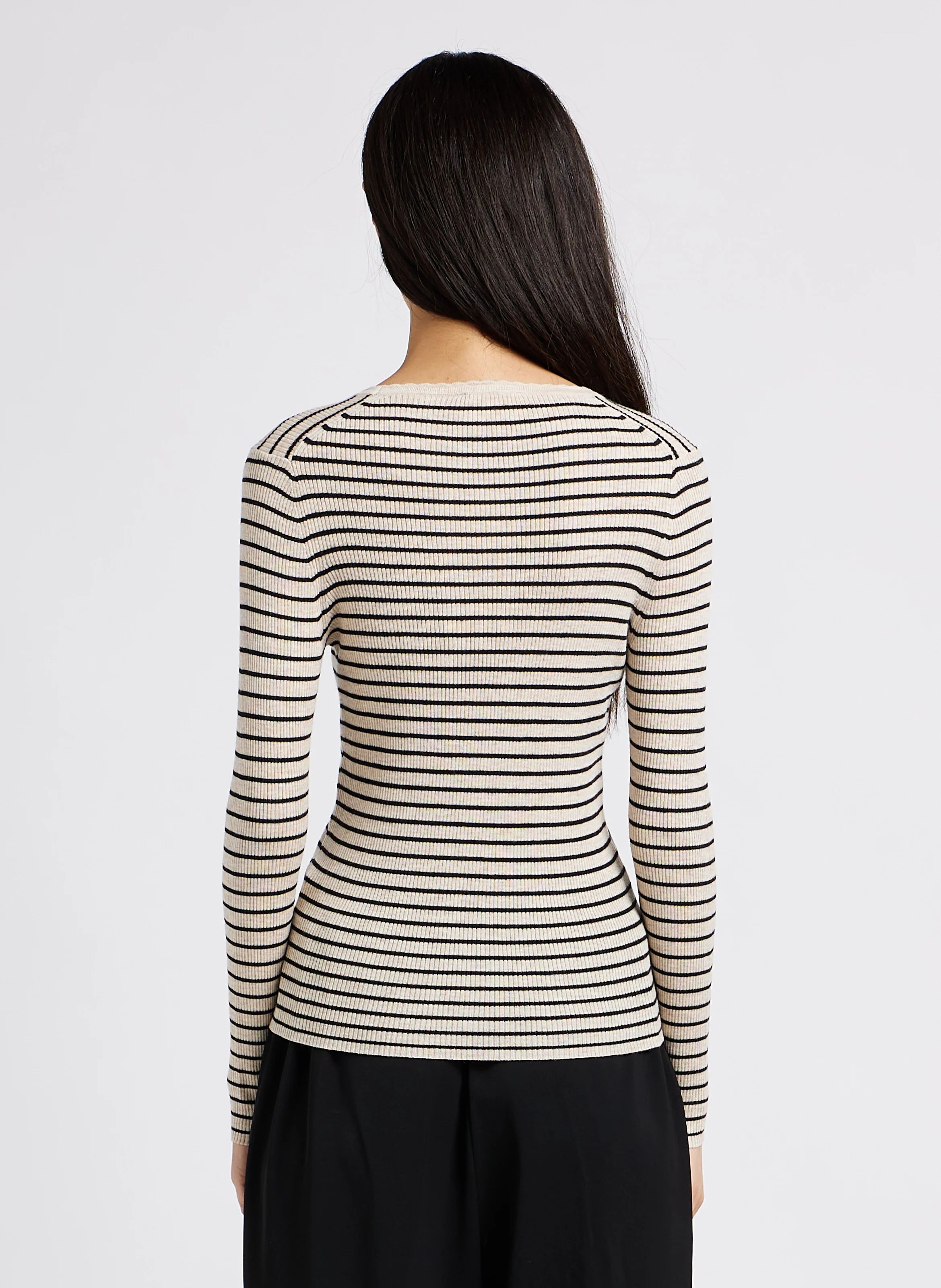 LABOETIE - Pull ajusté col carré côtelé| Multicolore