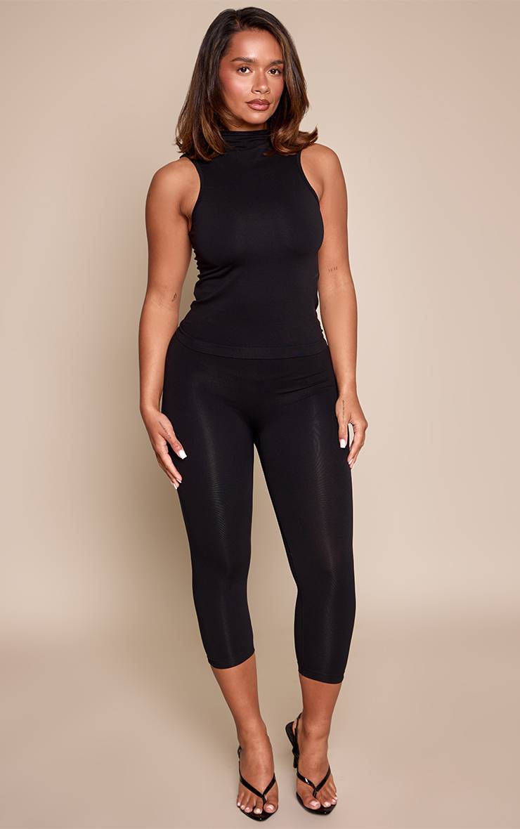 Noir Haut Sans Coutures Sculptant Col Montant Shape