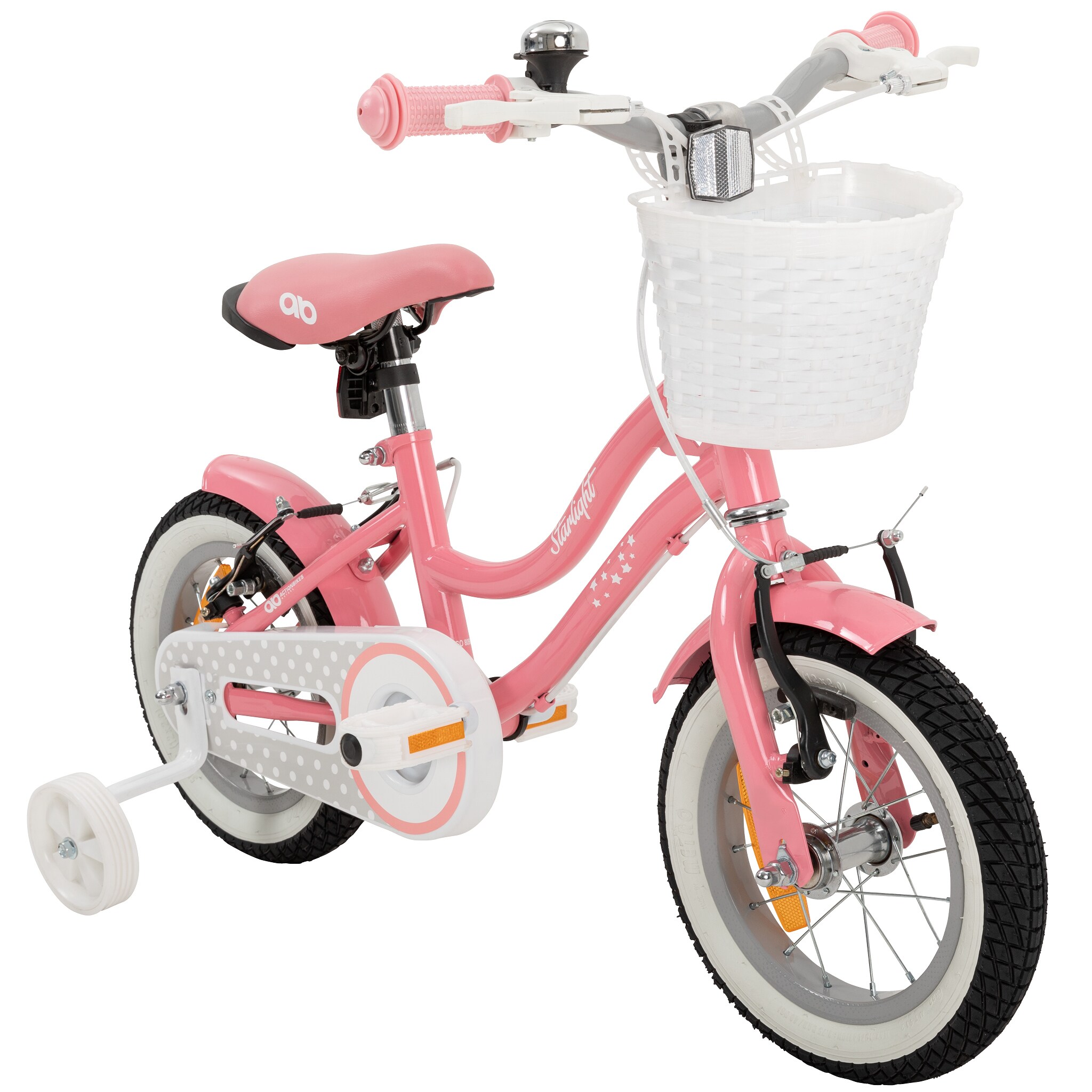 Actionbikes Kinderfahrrad Starlight 12 Zoll, Rosa, Stützräder, Fahrradkorb, Klingel, Kettenschutz (Classic)