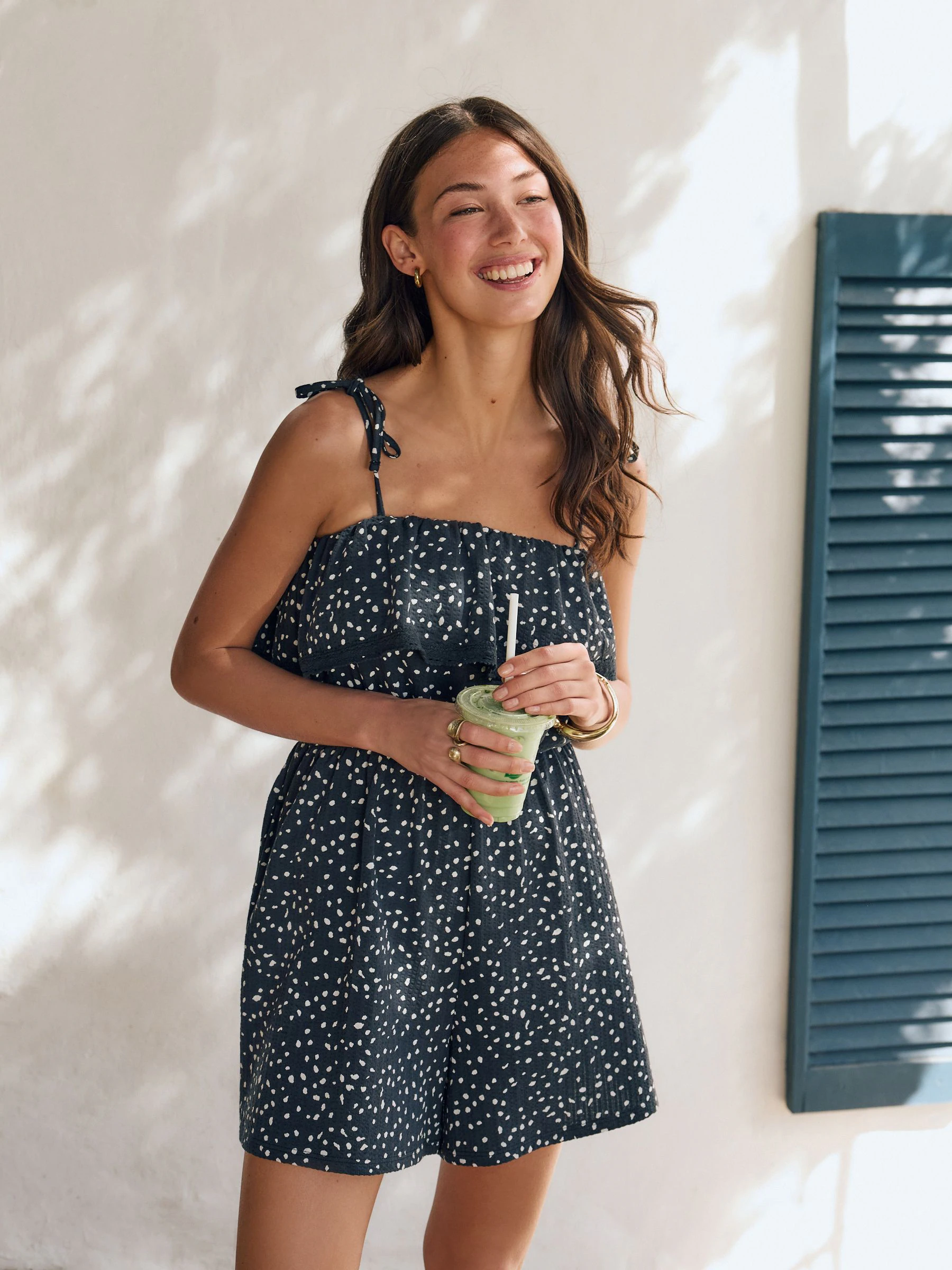 Zwart/wit - Textured Jersey Frill Bandeau Speelpakje