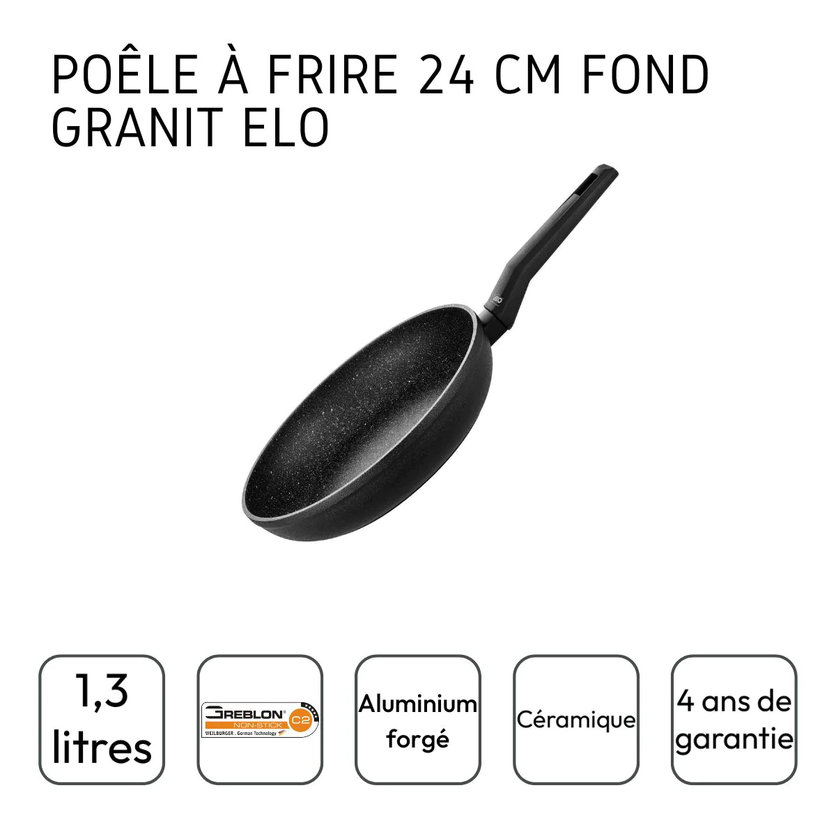 Poêle à frire 24 cm en aluminium forgé Granit Solution Elo