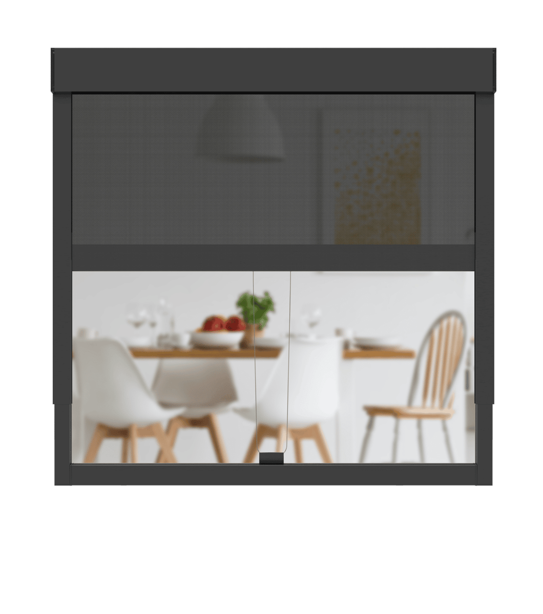 CLIP'N'SHADE Grijs - Buitenrolgordijn tegen hitte, jaloezie, privacy- en verduisteringsgordijn voor ramen, warmtewerend rolgordijn zonder boren (Breedte: 80 cm, Hoogte: 60-90 cm, Transparant)