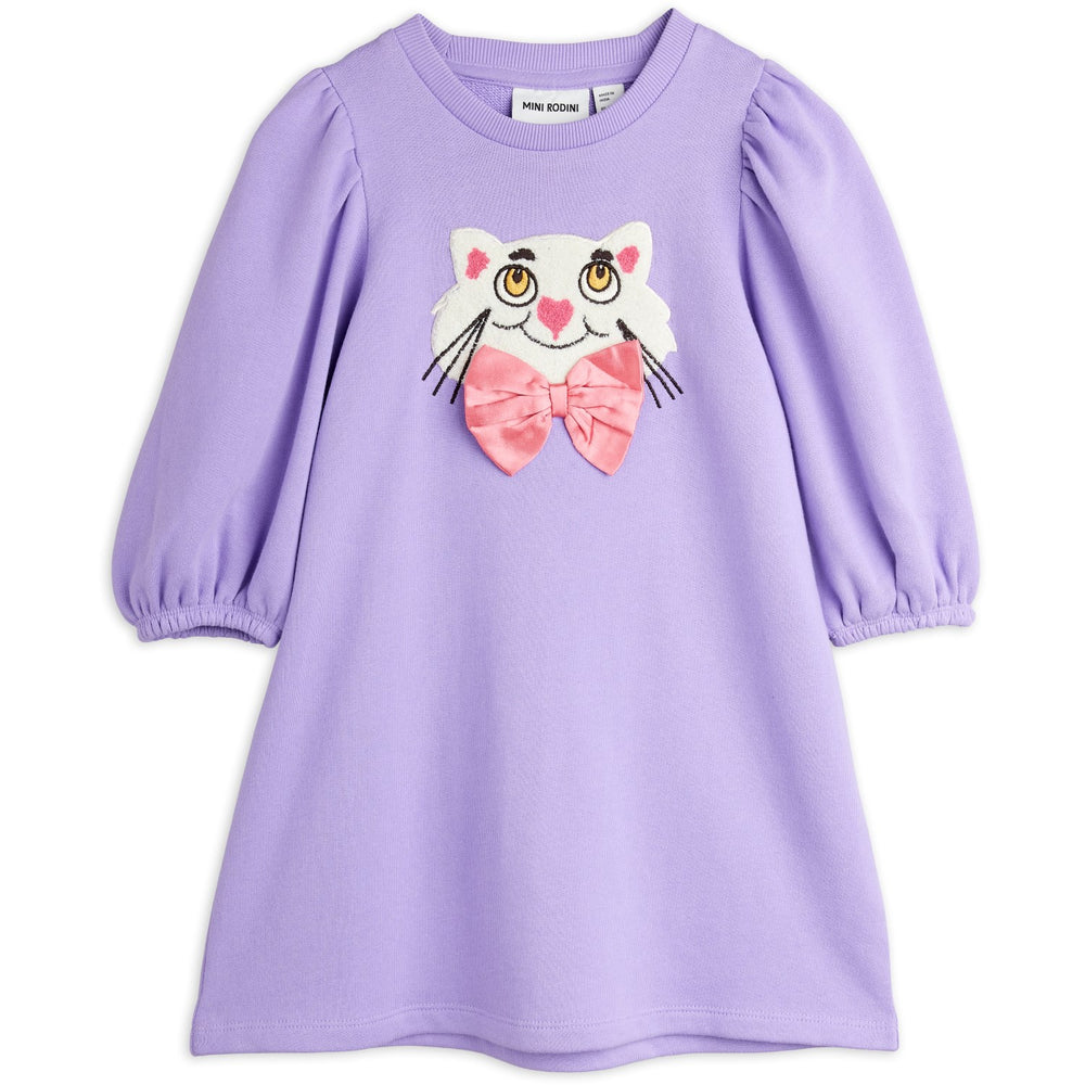 Køb Mini Rodini Purple Cat Med Bowtie Chenille Sweatkjole