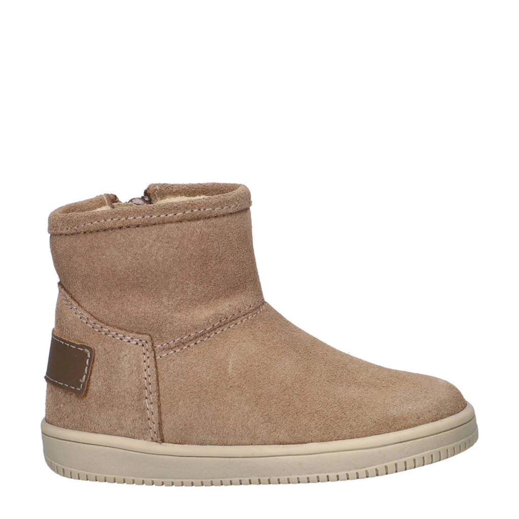 Nelson Kids gevoerde suède enkelboots beige