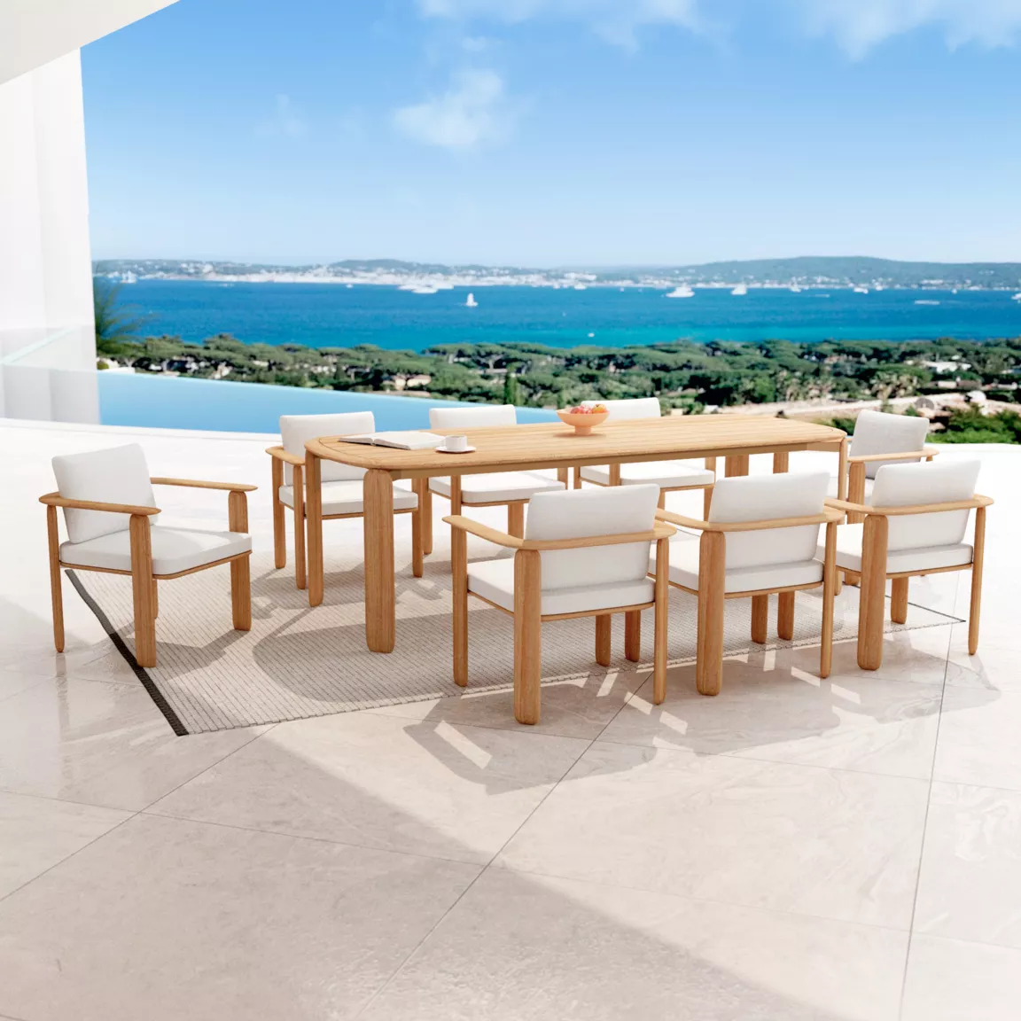 Table de jardin en bois teck 8 places (260 x 100 cm) Java Naturel