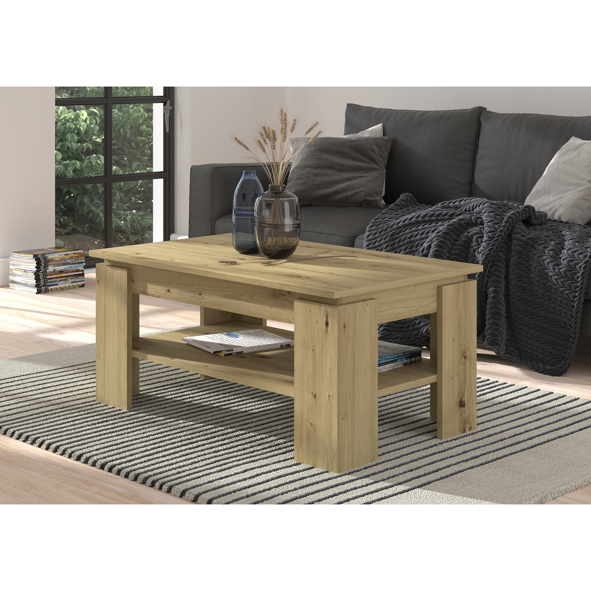 Couchtisch TITAN - Artisan Eiche - 100 cm breit