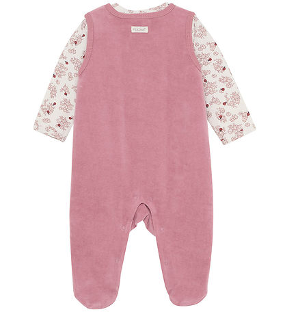 Fixoni Strampler m. Body l/ä - Velours - Nostalgie Rose