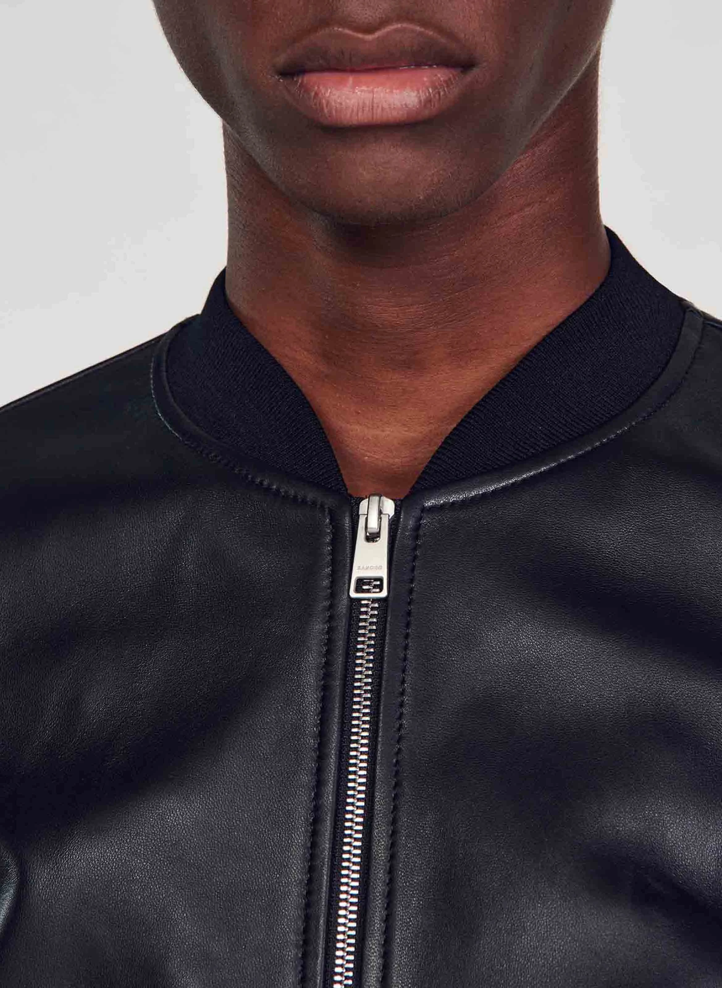 Blouson teddy en cuir | Noir