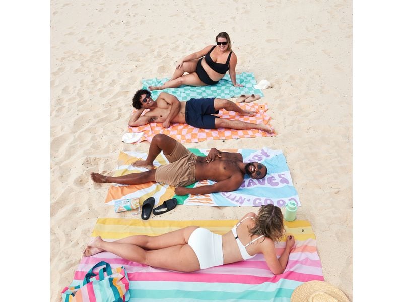 Dock & Bay Strandtuch Coastal Candy 200 cm x 90 cm, Mehrfar Badetuch mit praktischem Stoff-Beutel