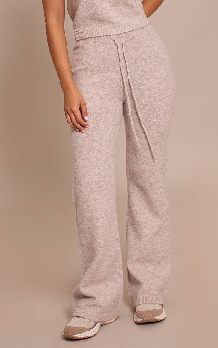 Beige Pantalon Tricoté À Cordon De Serrage Petite