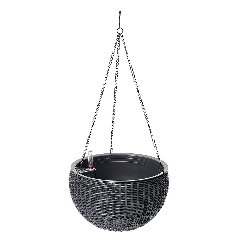 Pot suspendu effet tressé noir