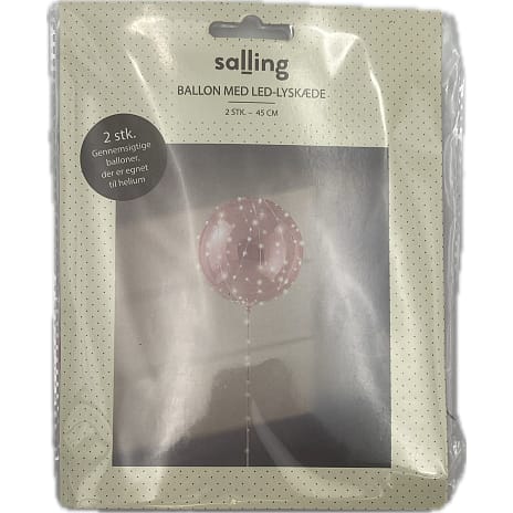 Salling LED ballon Ø:45 cm 2-pak - Rose pastel