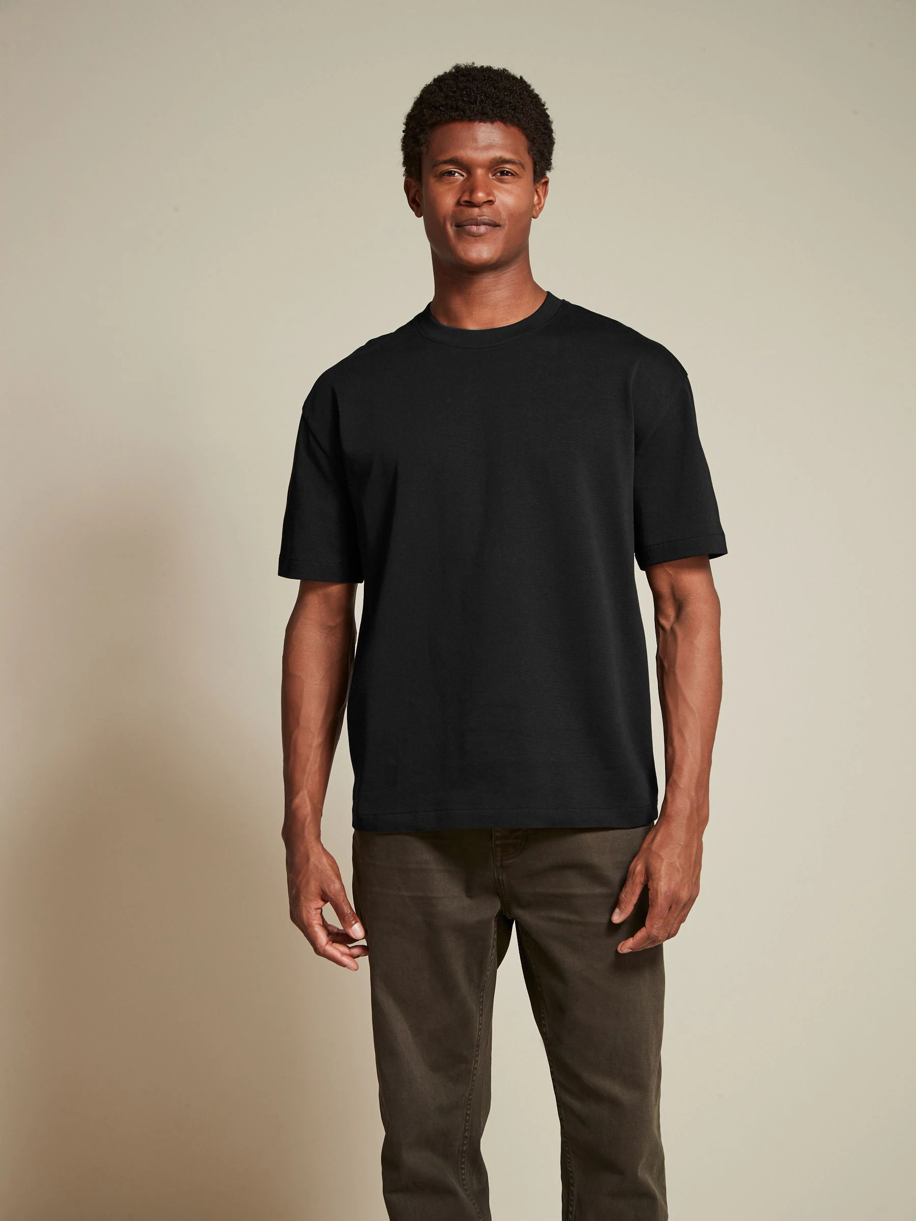 Zwart/Bruin/Licht Naturel - Relaxed fit - Verpakking van 3 T-shirts van zware stof