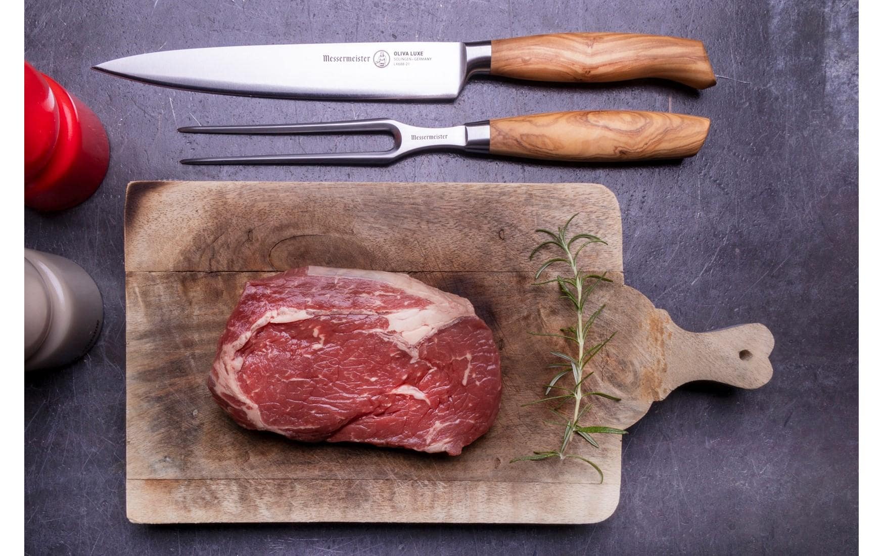 Fleischgabel Oliva Luxe Nature/Silber<br>Straight Meat Fork