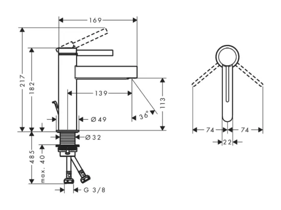 HANSGROHE Mitigeur de lavabo 110 avec tirette et vidage chromé Finoris