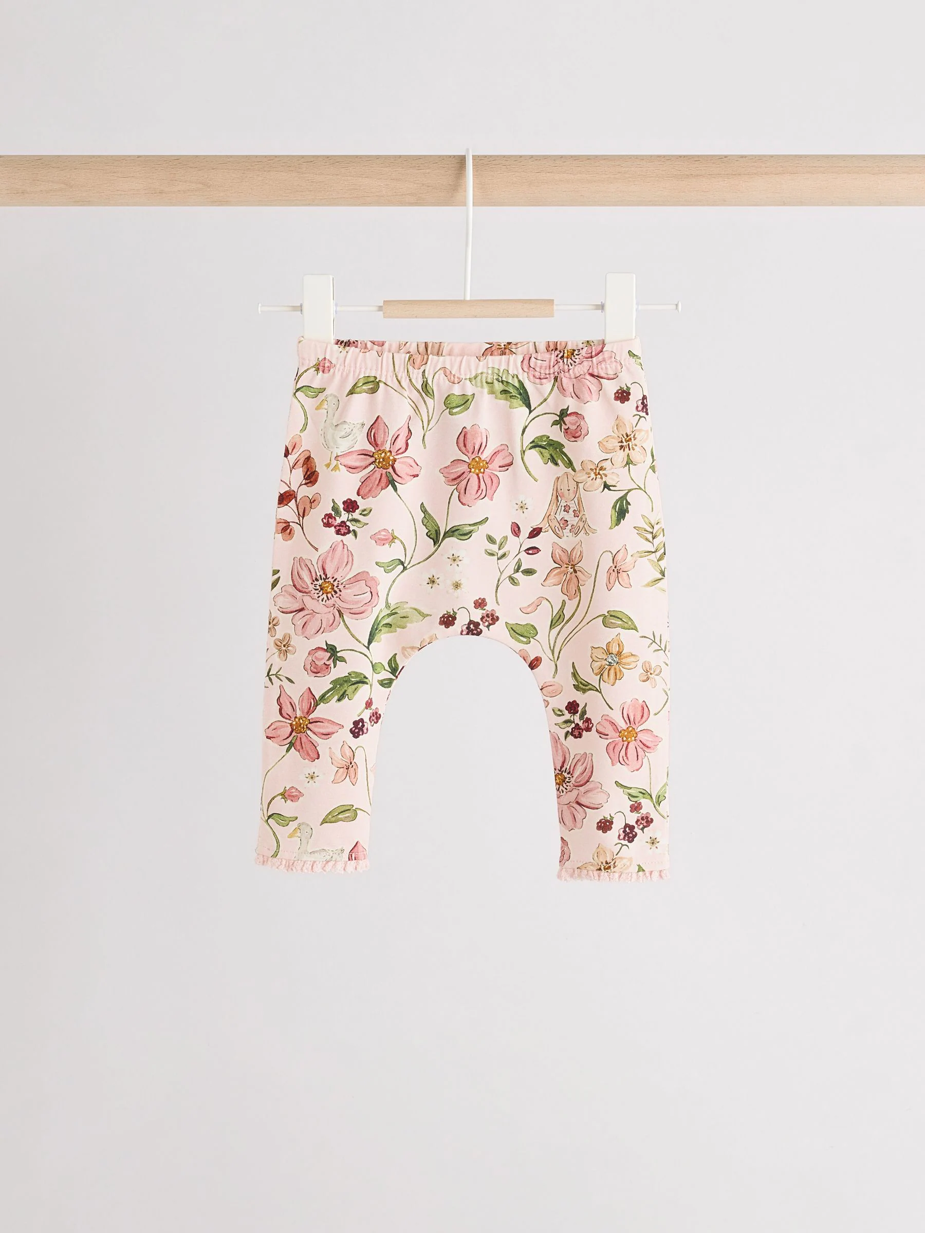 Wit/roze/konijn/bloemenprint - Set met lange mouwen en legging voor baby's (0mnd-2jr)