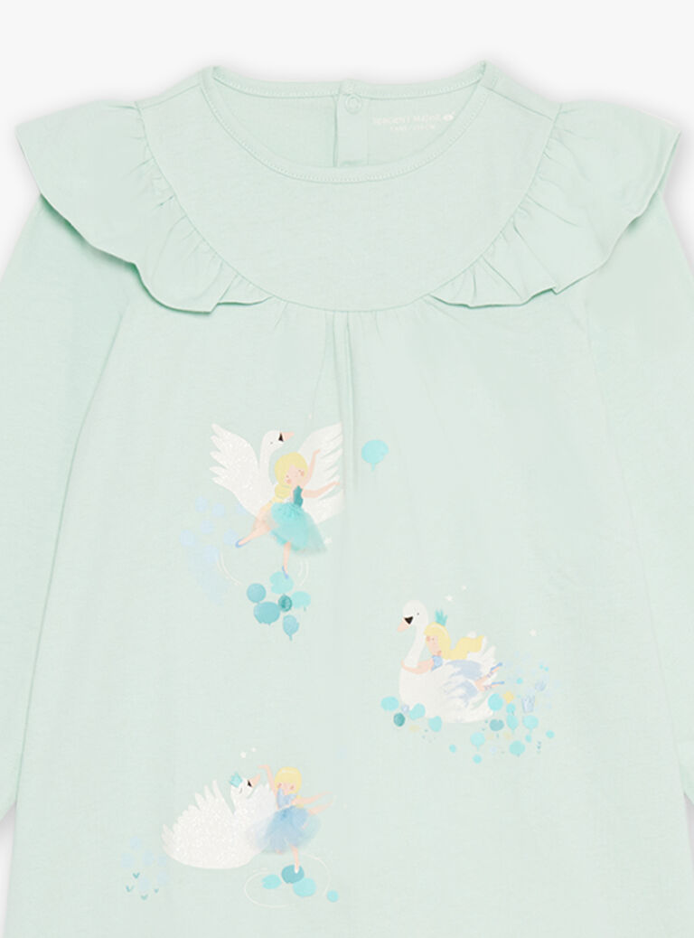 Pyjama en coton vert pâle avec danceuses et cygnes