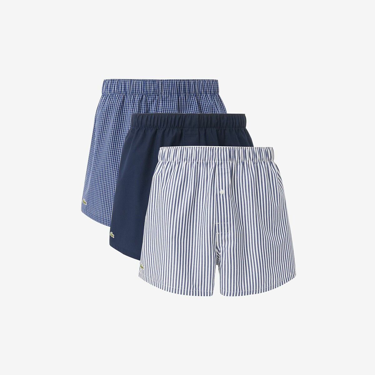 LACOSTE<br>Conjunto de 3 cuecas boxer listradas de algodão