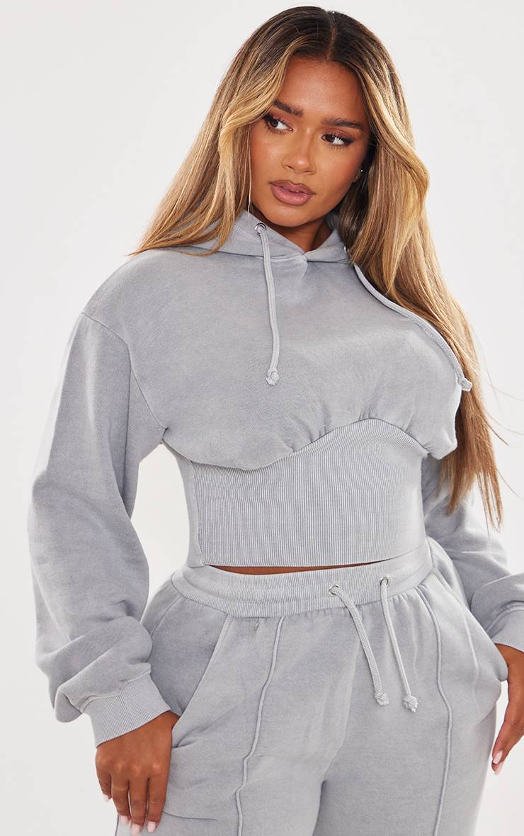 Gris Clair Sweat À Casynthétiqueche Court Taille Froncée Shape