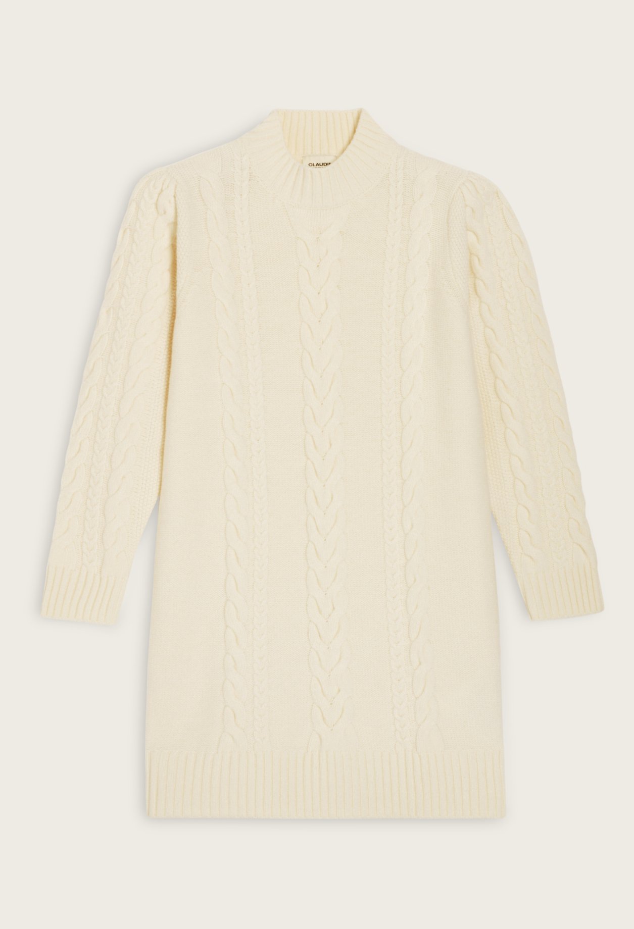 Robe pull courte maille ecru