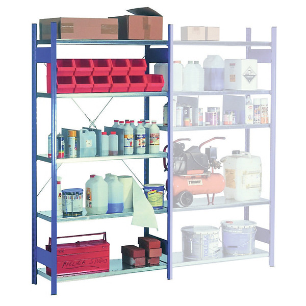 Rayonnage évolutif tôlé, élément de départ, Largeur 97 cm profondeur 60 cm