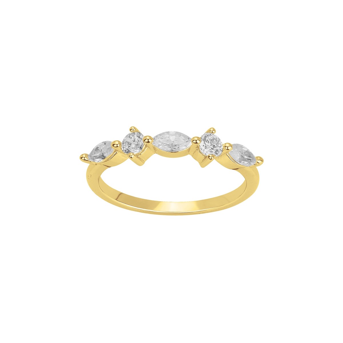 Bague en Plaqué Or avec oxyde de zirconium blanc