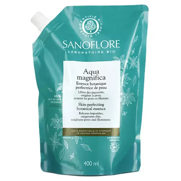 Sanoflore Aqua Magnifica Essência Facial Botânica Anti-Imperfeições Refil Orgânico 400ml