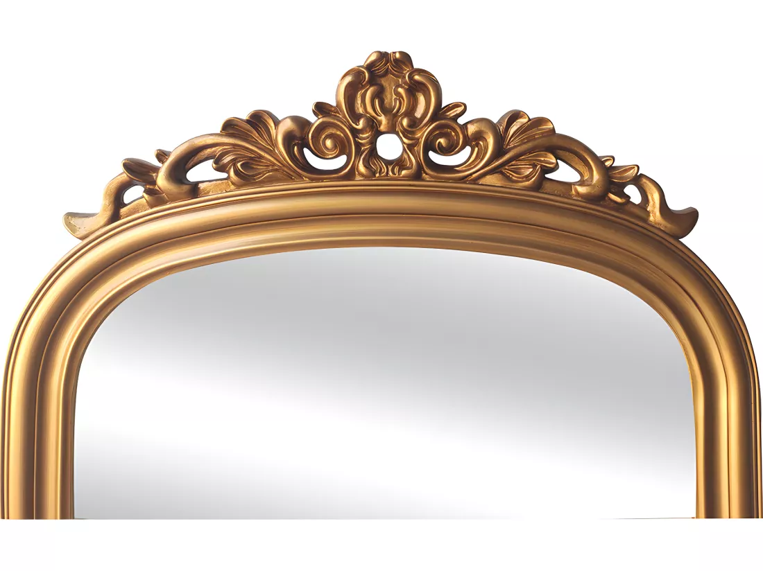 Grand miroir vintage en bois de paulownia - H.180 cm - Doré - MERRY