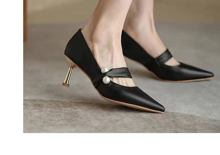Jyote - Pumps met hoge hak en imitatieparels