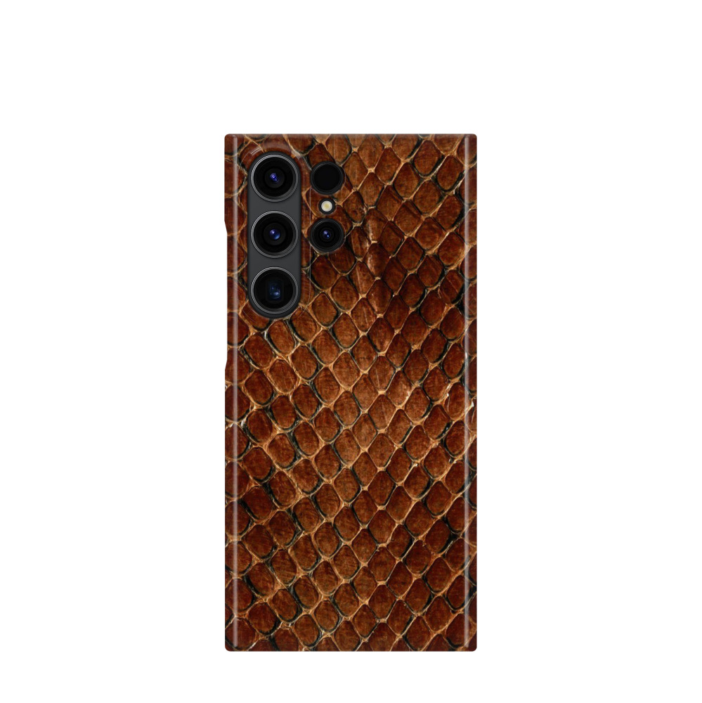 Samsung Galaxy S23 Ultra 5G Kunststoff Hülle Schlangenleder - Braun