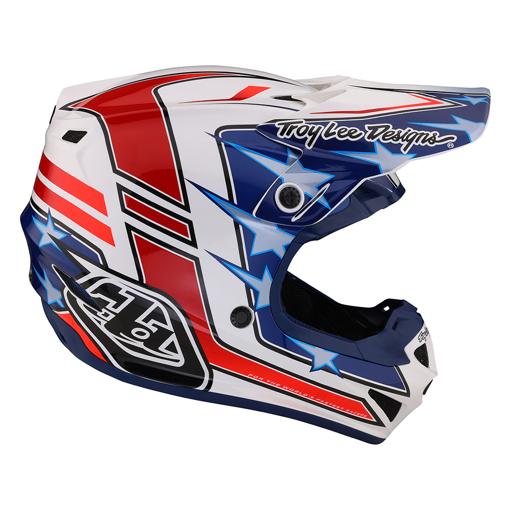 Troy Lee Designs - Casque SE4 Polyacrylite Flagstaff Blanc / Rouge / Bleu