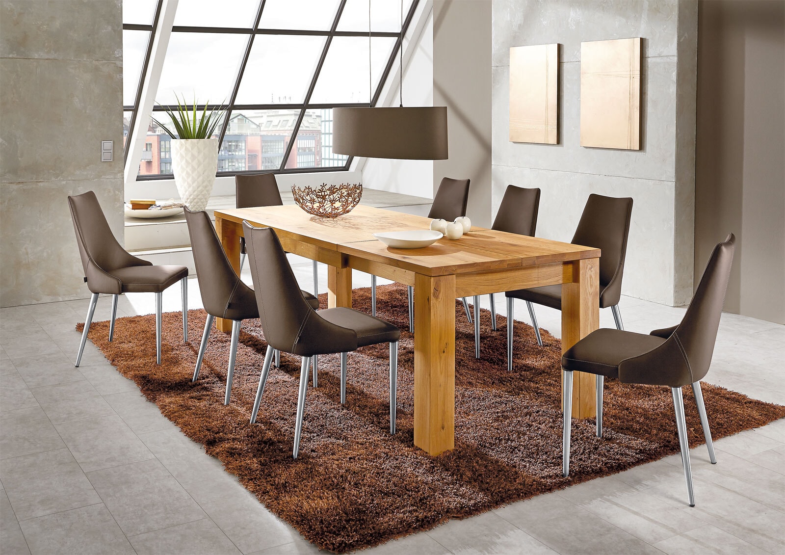 Esstisch 160-230 x 90 cm Wildeiche massiv geölt