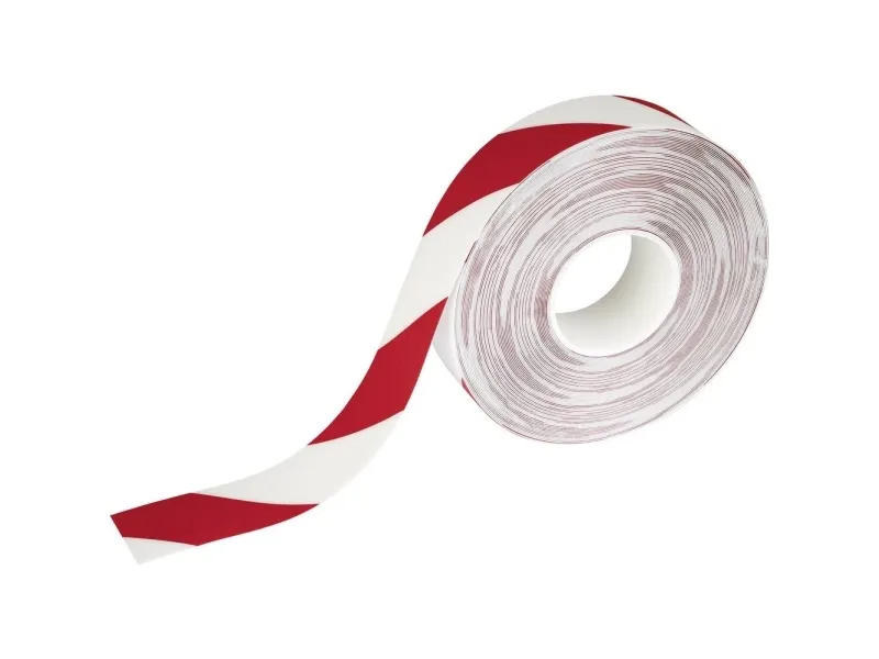 Advarselstape Duraline Strong 50mm x 30m 0,7mm rød/hvid - (30 meter pr. rulle)