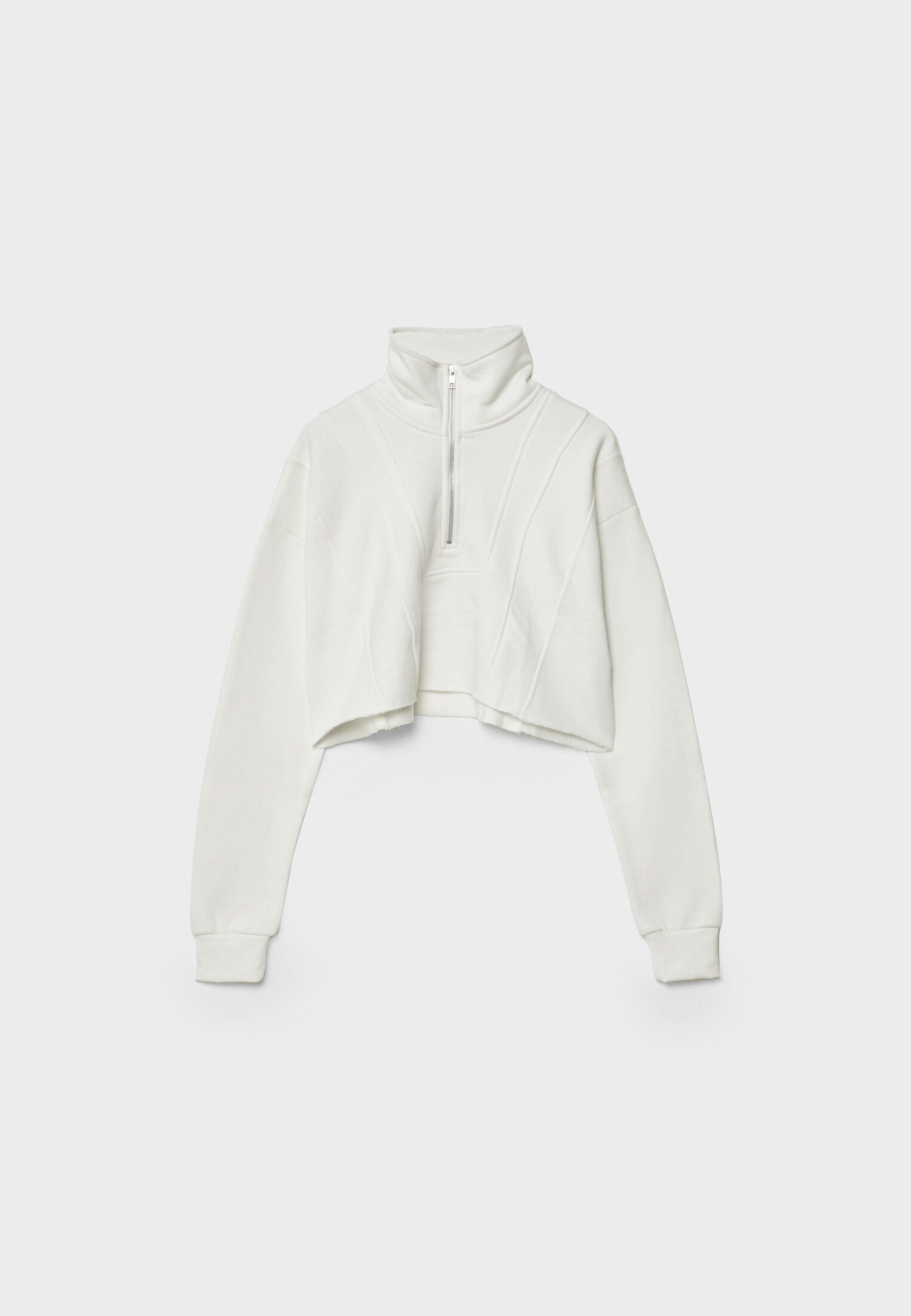 Blusa de moletom curta com zíper